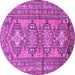 Round Persian Purple Traditional Rug, tr1134pur
