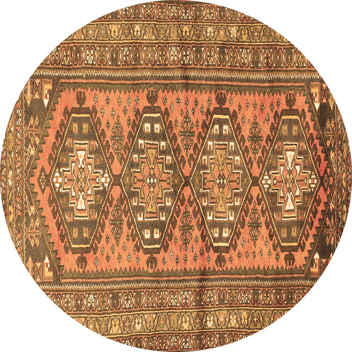 Round Persian Brown Traditional Rug, tr1134brn
