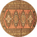 Round Persian Brown Traditional Rug, tr1134brn