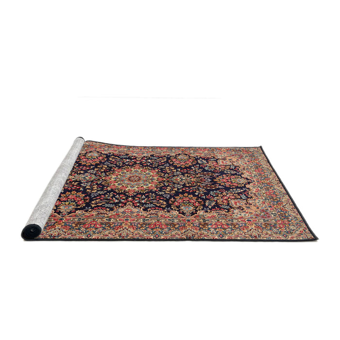 Sideview of Machine Washable Traditional Light Copper Gold Rug, wshtr1135