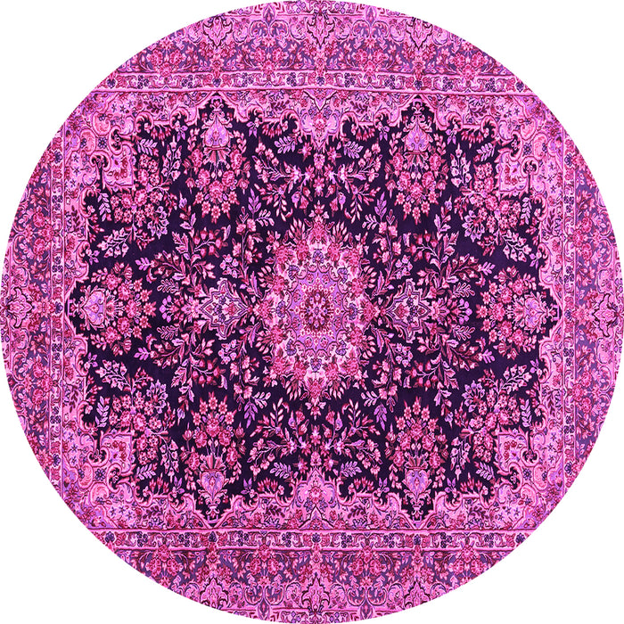 Round Medallion Pink Traditional Rug, tr1135pnk