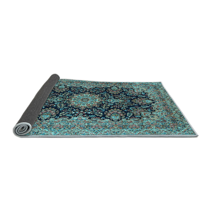 Sideview of Medallion Light Blue Traditional Rug, tr1135lblu