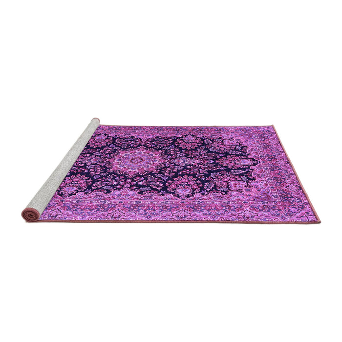 Sideview of Machine Washable Medallion Purple Traditional Area Rugs, wshtr1135pur