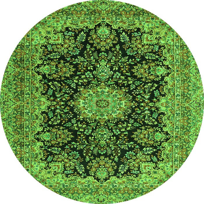 Machine Washable Medallion Green Traditional Area Rugs, wshtr1135grn