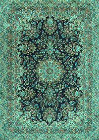 Medallion Turquoise Traditional Rug, tr1135turq