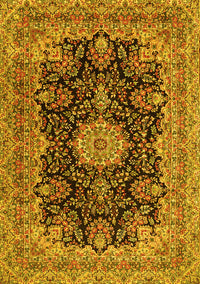 Medallion Yellow Traditional Rug, tr1135yw