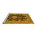 Sideview of Machine Washable Medallion Yellow Traditional Rug, wshtr1135yw