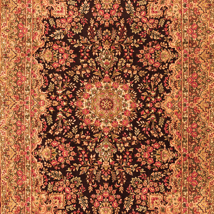 Serging Thickness of Machine Washable Medallion Orange Traditional Area Rugs, wshtr1135org