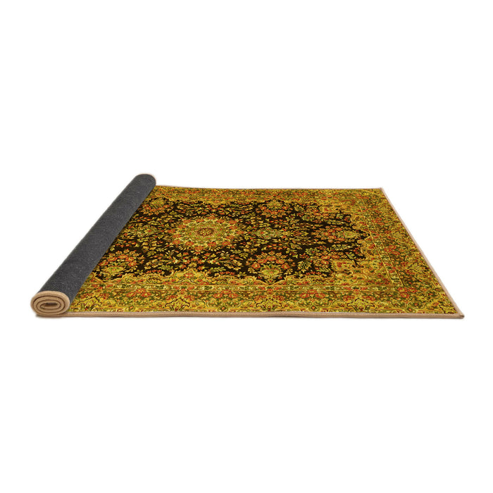 Sideview of Medallion Yellow Traditional Rug, tr1135yw