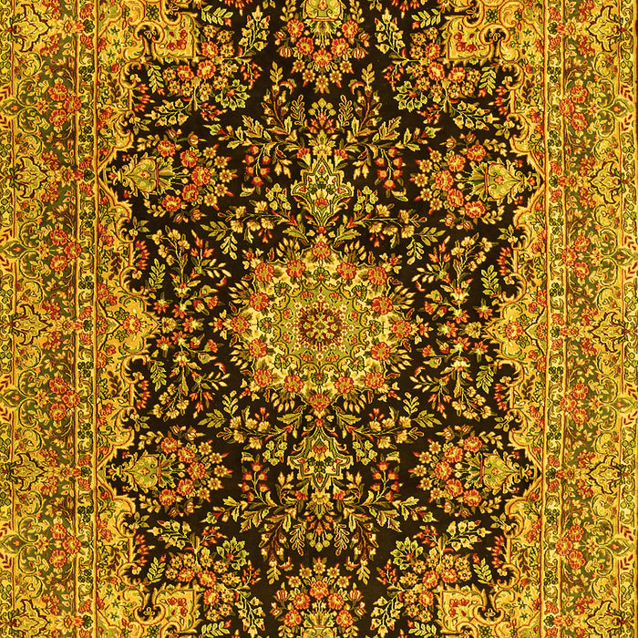 Machine Washable Medallion Yellow Traditional Rug, wshtr1135yw