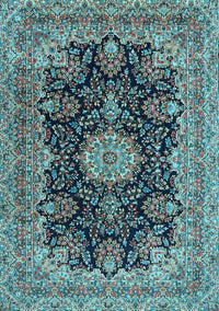 Medallion Light Blue Traditional Rug, tr1135lblu