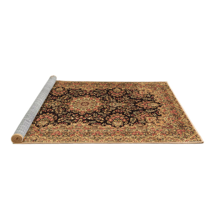 Sideview of Machine Washable Medallion Brown Traditional Rug, wshtr1135brn