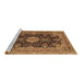 Sideview of Machine Washable Medallion Brown Traditional Rug, wshtr1135brn