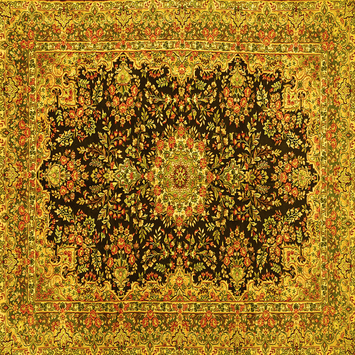 Square Medallion Yellow Traditional Rug, tr1135yw