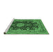 Sideview of Machine Washable Medallion Emerald Green Traditional Area Rugs, wshtr1135emgrn