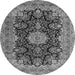 Machine Washable Medallion Gray Traditional Rug, wshtr1135gry