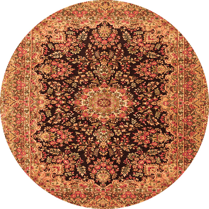 Machine Washable Medallion Orange Traditional Area Rugs, wshtr1135org