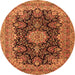 Machine Washable Medallion Orange Traditional Area Rugs, wshtr1135org