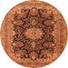 Square Medallion Orange Traditional Rug, tr1135org