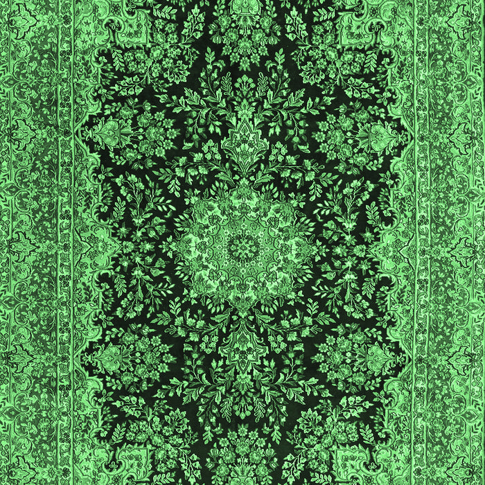 Machine Washable Medallion Emerald Green Traditional Area Rugs, wshtr1135emgrn