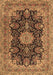 Machine Washable Medallion Brown Traditional Rug, wshtr1135brn