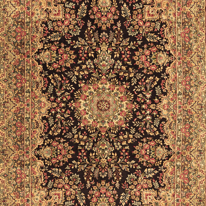 Machine Washable Medallion Brown Traditional Rug, wshtr1135brn