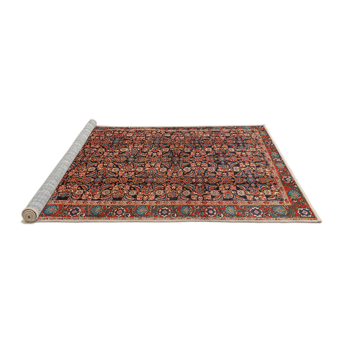Sideview of Machine Washable Traditional Saffron Red Rug, wshtr1136