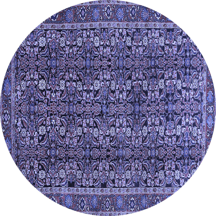 Round Machine Washable Persian Blue Traditional Rug, wshtr1136blu
