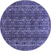 Round Machine Washable Persian Blue Traditional Rug, wshtr1136blu