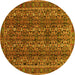 Round Persian Yellow Traditional Rug, tr1136yw