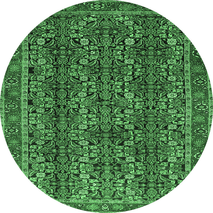 Round Persian Emerald Green Traditional Rug, tr1136emgrn