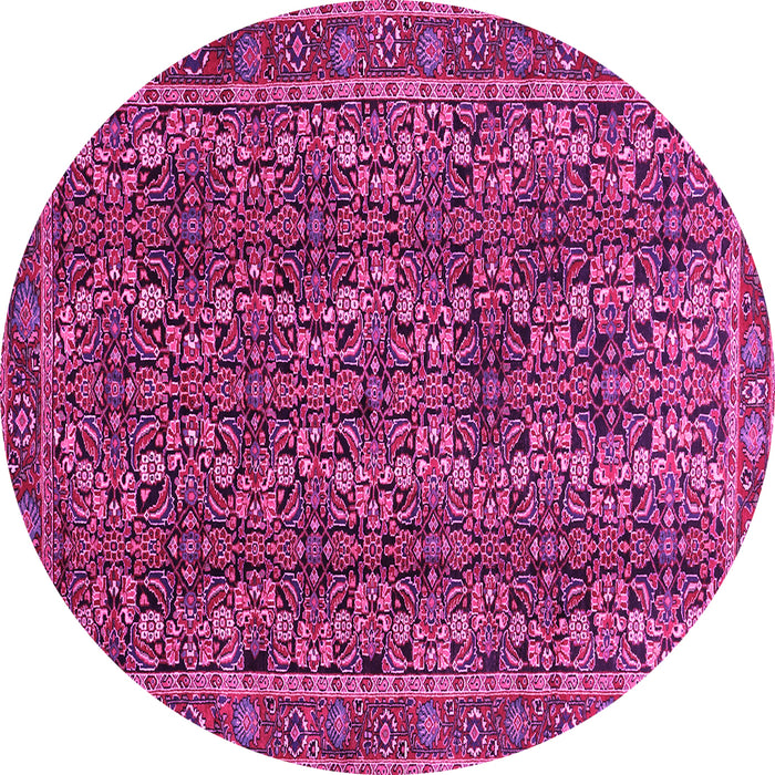 Round Machine Washable Persian Pink Traditional Rug, wshtr1136pnk