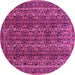 Round Machine Washable Persian Pink Traditional Rug, wshtr1136pnk