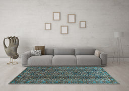 Machine Washable Persian Light Blue Traditional Rug in a Living Room, wshtr1136lblu