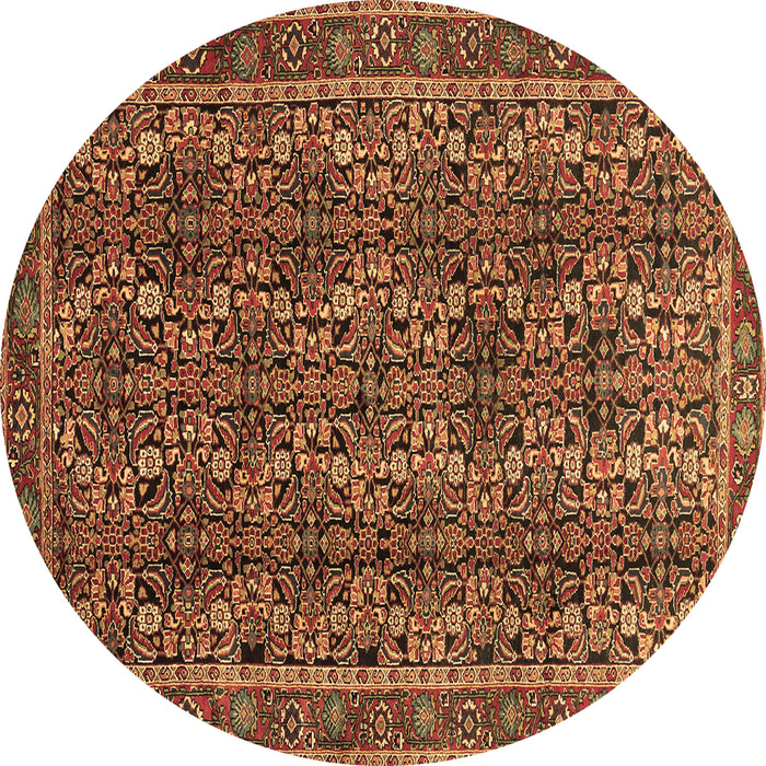 Round Machine Washable Persian Brown Traditional Rug, wshtr1136brn