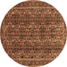 Round Machine Washable Persian Brown Traditional Rug, wshtr1136brn