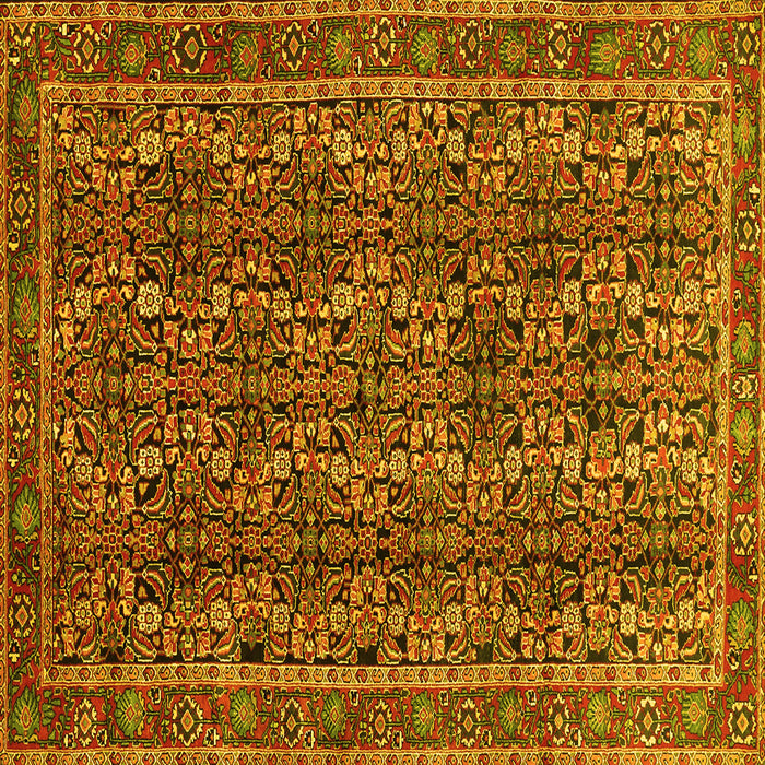 Square Machine Washable Persian Yellow Traditional Rug, wshtr1136yw