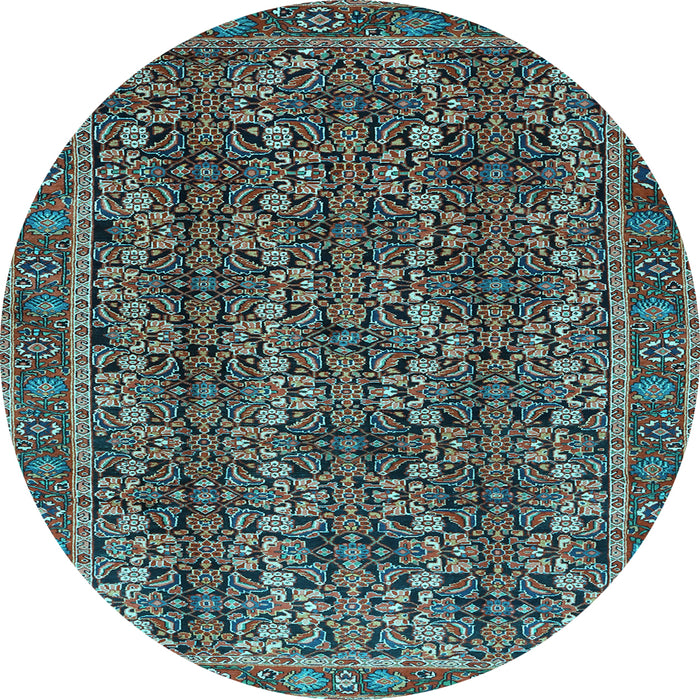 Round Machine Washable Persian Light Blue Traditional Rug, wshtr1136lblu