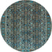 Round Persian Light Blue Traditional Rug, tr1136lblu