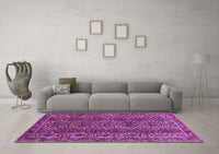 Machine Washable Persian Purple Traditional Rug, wshtr1136pur