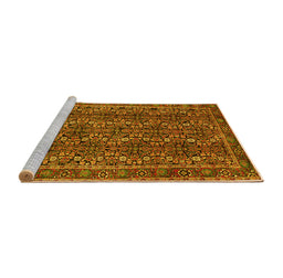 Sideview of Machine Washable Persian Yellow Traditional Rug, wshtr1136yw