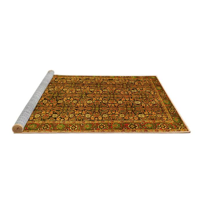 Sideview of Machine Washable Persian Yellow Traditional Rug, wshtr1136yw