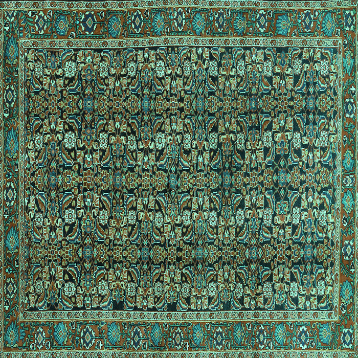 Square Machine Washable Persian Turquoise Traditional Area Rugs, wshtr1136turq