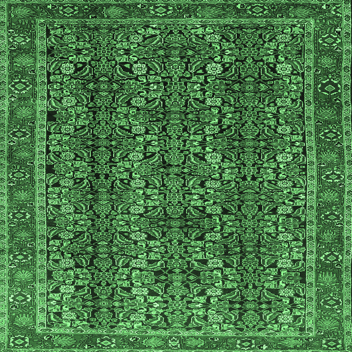 Square Persian Emerald Green Traditional Rug, tr1136emgrn
