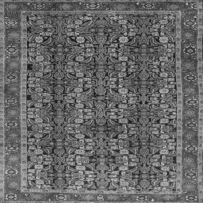 Round Machine Washable Persian Gray Traditional Rug, wshtr1136gry