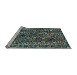 Sideview of Machine Washable Persian Light Blue Traditional Rug, wshtr1136lblu
