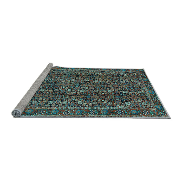Sideview of Machine Washable Persian Light Blue Traditional Rug, wshtr1136lblu
