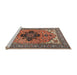 Sideview of Machine Washable Traditional Light Copper Gold Rug, wshtr1137