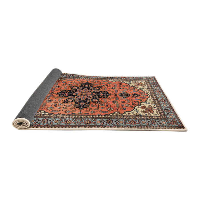 Sideview of Traditional Light Copper Gold Medallion Rug, tr1137