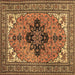 Square Machine Washable Medallion Brown Traditional Rug, wshtr1137brn